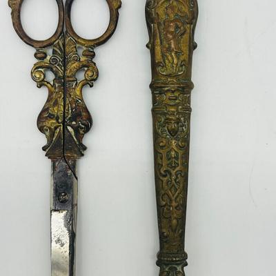 Antique Ornate Brass Scissors