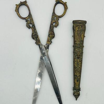 Antique Ornate Brass Scissors