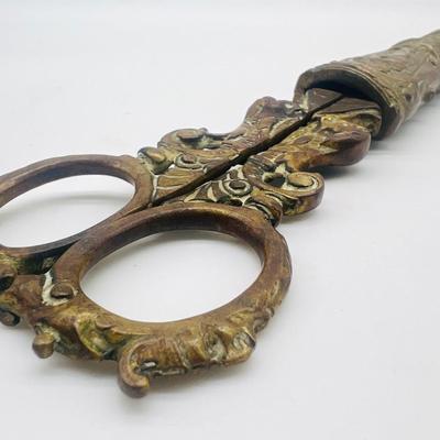 Antique Ornate Brass Scissors