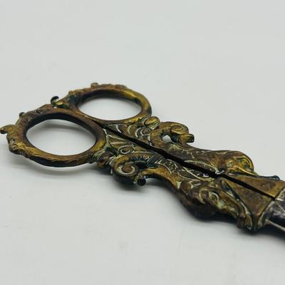 Antique Ornate Brass Scissors