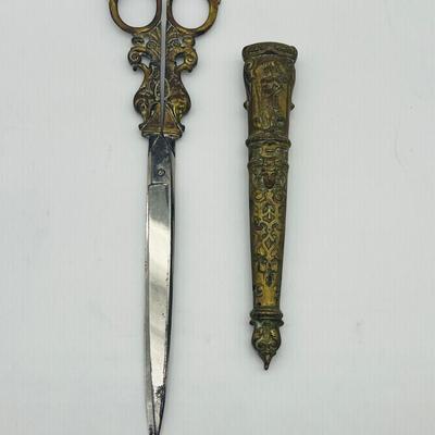 Antique Ornate Brass Scissors