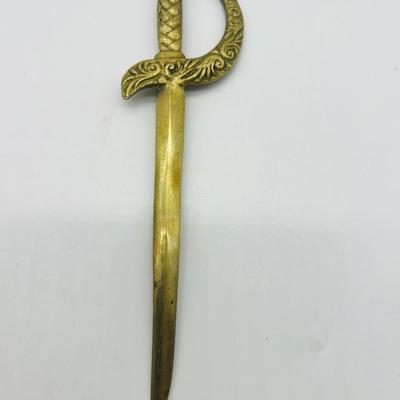Vintage Brass Stork Scissors & Sword Letter Opener