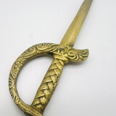 Vintage Brass Stork Scissors & Sword Letter Opener
