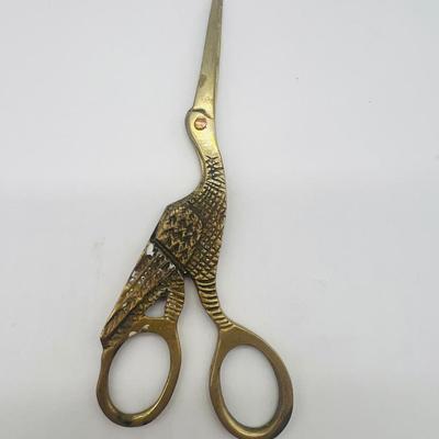 Vintage Brass Stork Scissors & Sword Letter Opener