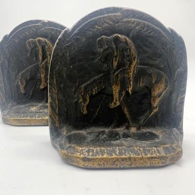 Vintage Cast Iron "End of the Trail" Indian on Horse Bookends - Set of 2