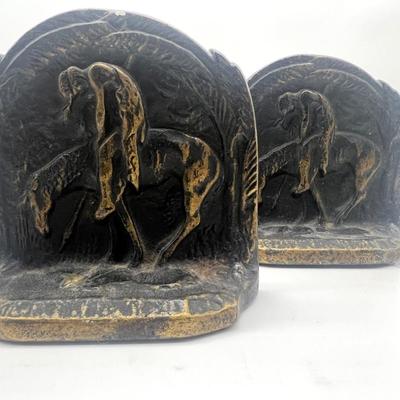 Vintage Cast Iron "End of the Trail" Indian on Horse Bookends - Set of 2