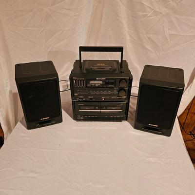 Sharp Radio/CD/Cassette Player w/Two Speakers & More. (BDF-JS)