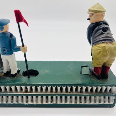 Vintage Cast Iron Birdie Putt Mechanical Coin Bank