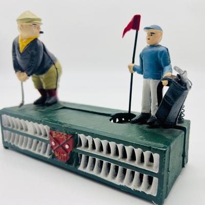 Vintage Cast Iron Birdie Putt Mechanical Coin Bank
