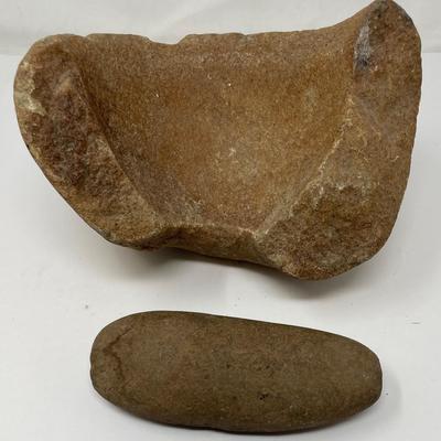 Antique Native American Indian Mortar Stone & Pestle