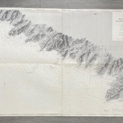 MER MEDITERRANEE / CORSE DU CAP PERTUSATO A LA POINTE DE SENETOSE LES MOINES Carte levee en 1884 et