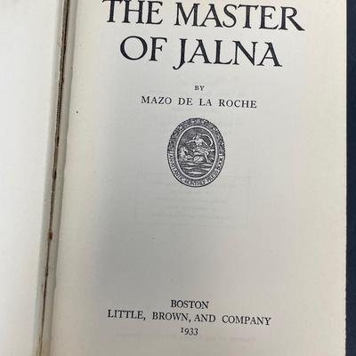 "The Master of Jalna" by Mazo De La Roche First Edition 1933