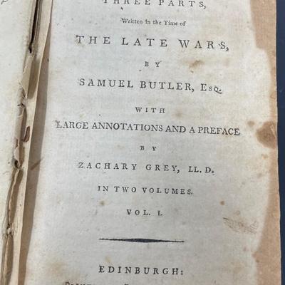 "Hudibras, in Three Parts, Written in the Time of the Late Wars" Vol. I by Samuel Butler, Esq. 1779