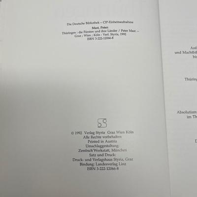 Peter Mast. THURINGEN Die Fursten und ihre Lander. Graz; Wein; Koln: Verlag Styria 1992