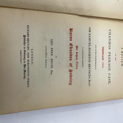 Samuel Egerton Brydges: A Review of the Chandos Peerage Case.               1834 Edition.