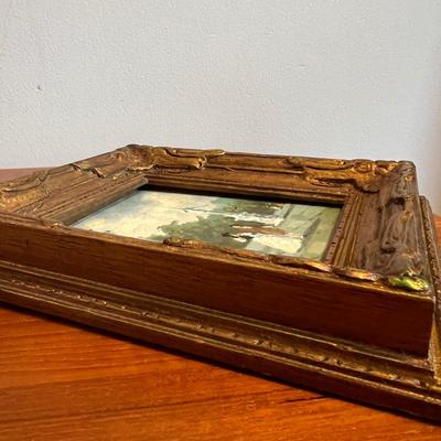 Small Vintage Original Oil Painting Gold GildFrame