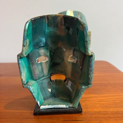 2 Vintage Mayan Tribal Burial Death Masks - Mother of Pearl