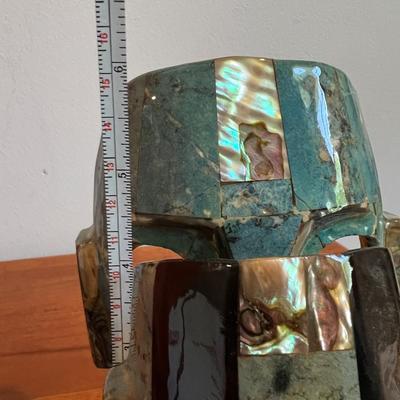 2 Vintage Mayan Tribal Burial Death Masks - Mother of Pearl