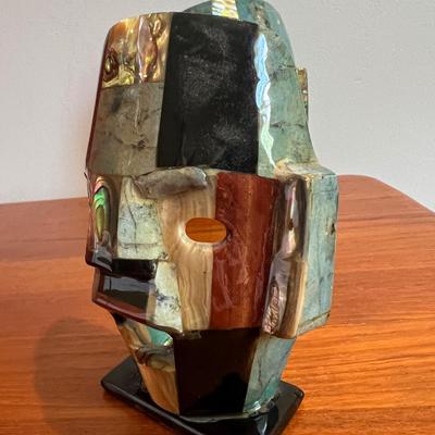 2 Vintage Mayan Tribal Burial Death Masks - Mother of Pearl