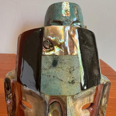 2 Vintage Mayan Tribal Burial Death Masks - Mother of Pearl