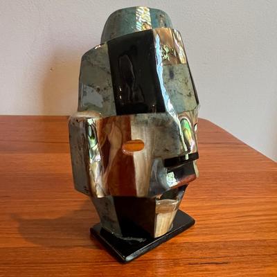 2 Vintage Mayan Tribal Burial Death Masks - Mother of Pearl