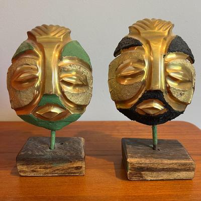 2 Antique/Vintage African Sculpture Masks Art