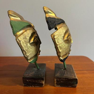 2 Antique/Vintage African Sculpture Masks Art