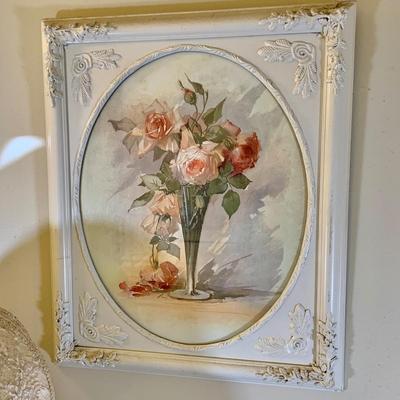 LOT 2 L: Marbro Lamp Co. Italian Porcelain Pheasant Lamp w/ Lace Lampshade, Lanshire Porcelain Self Starting Cherub & Rose Mantel Clock,...