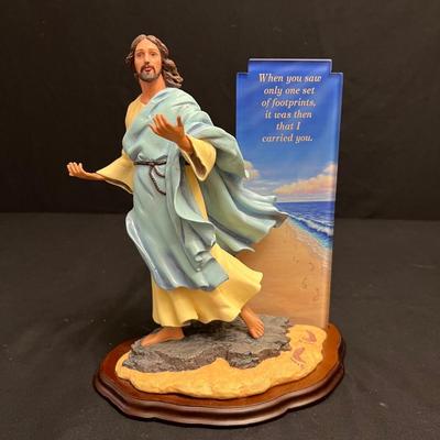 Danbury Mint Figurines: 'The Good Shepherd' & 'Footprints in the Sand' (DR-RG)