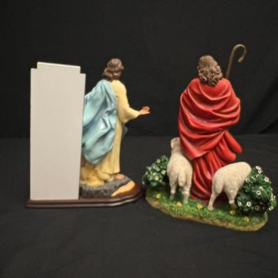 Danbury Mint Figurines: 'The Good Shepherd' & 'Footprints in the Sand' (DR-RG)