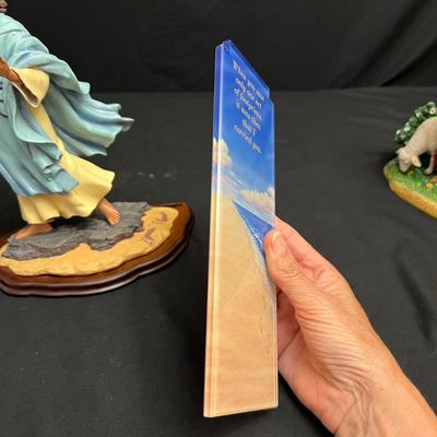 Danbury Mint Figurines: 'The Good Shepherd' & 'Footprints in the Sand' (DR-RG)