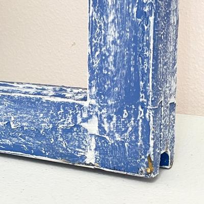 Vtg. Window With Distressed Blue Finish Wall Decor