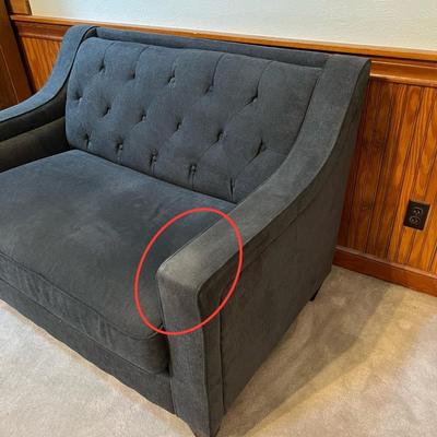 Grey Upholstered Tufted Sofa With Storage Ottoman