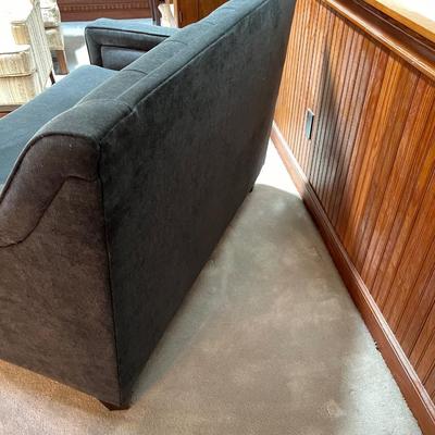Grey Upholstered Tufted Sofa With Storage Ottoman