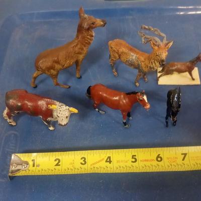 LOT 85 SIX OLD METAL ANIMALS