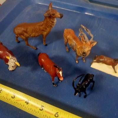LOT 85 SIX OLD METAL ANIMALS