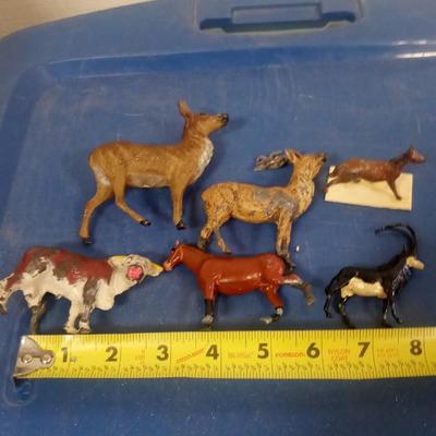 LOT 85 SIX OLD METAL ANIMALS