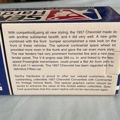 1957 SENTRY HARDWARE CHEVROLET CONVERTIBLE DIE-CAST BANK