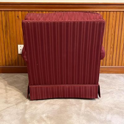 ROWE FURNITURE ~ Burgundy Upholstered Skirted Arm Chair & Ottoman