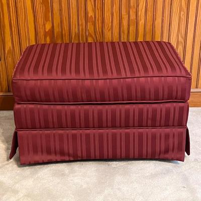 ROWE FURNITURE ~ Burgundy Upholstered Skirted Arm Chair & Ottoman
