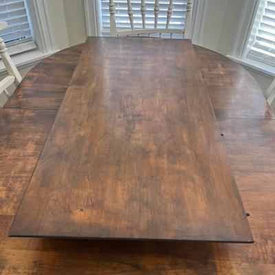 Solid Wood Dining Table w/ 4 Upholstered Chairs and Leaf