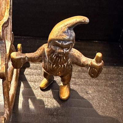 brass rocking chair with two solid brass figurines