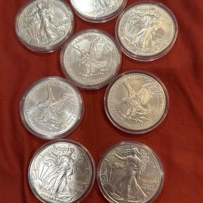 2022 1 Troy OZ .999 Silver Eagle (8) lot36.1 capsuled