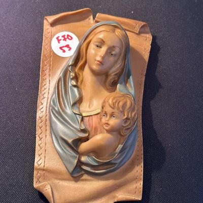 Religious Icon Madonna and Baby Jesus Plaque - Italy