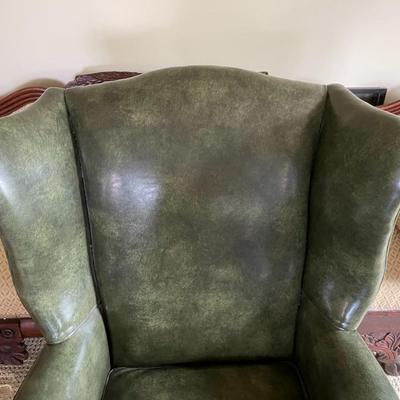 Vintage Green Leather Armchair