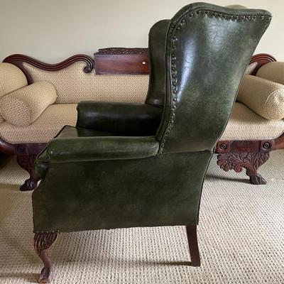 Vintage Green Leather Armchair