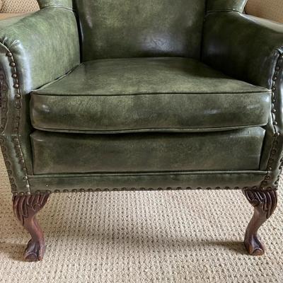 Vintage Green Leather Armchair