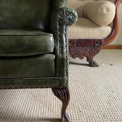 Vintage Green Leather Armchair