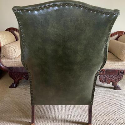 Vintage Green Leather Armchair