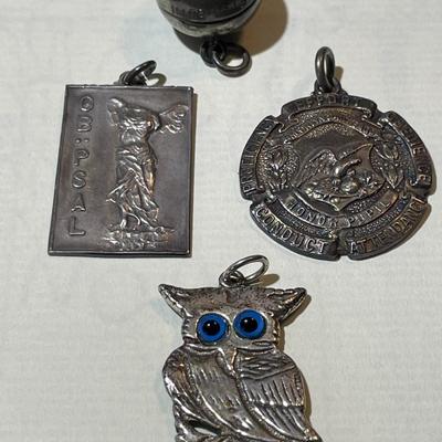 Lot of 4 Sterling Silver Early Scholastic Awards Medals/Tokens as Pictured.